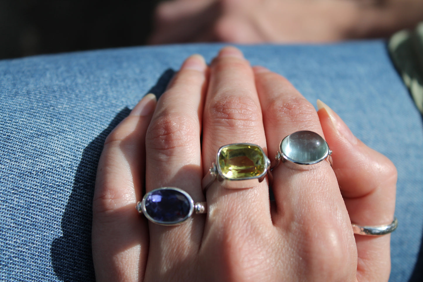 Lemon quartz swivel ring - N