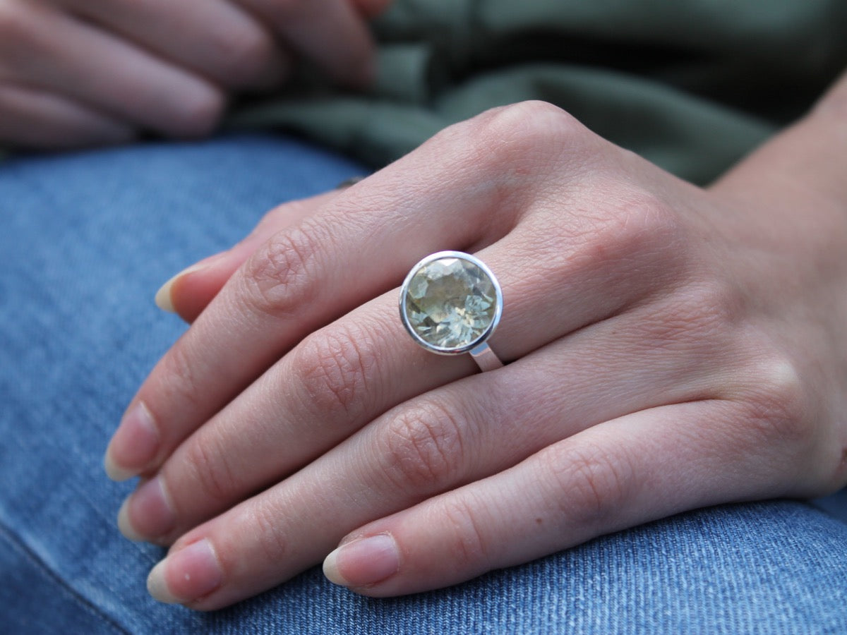 Orthoclase silver ring - M