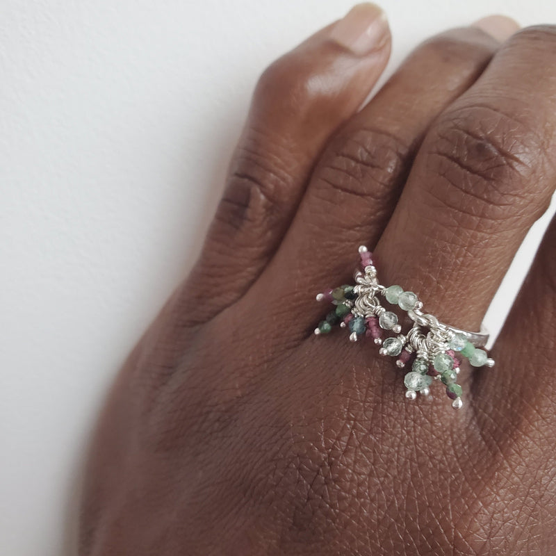 beaded cluster ring