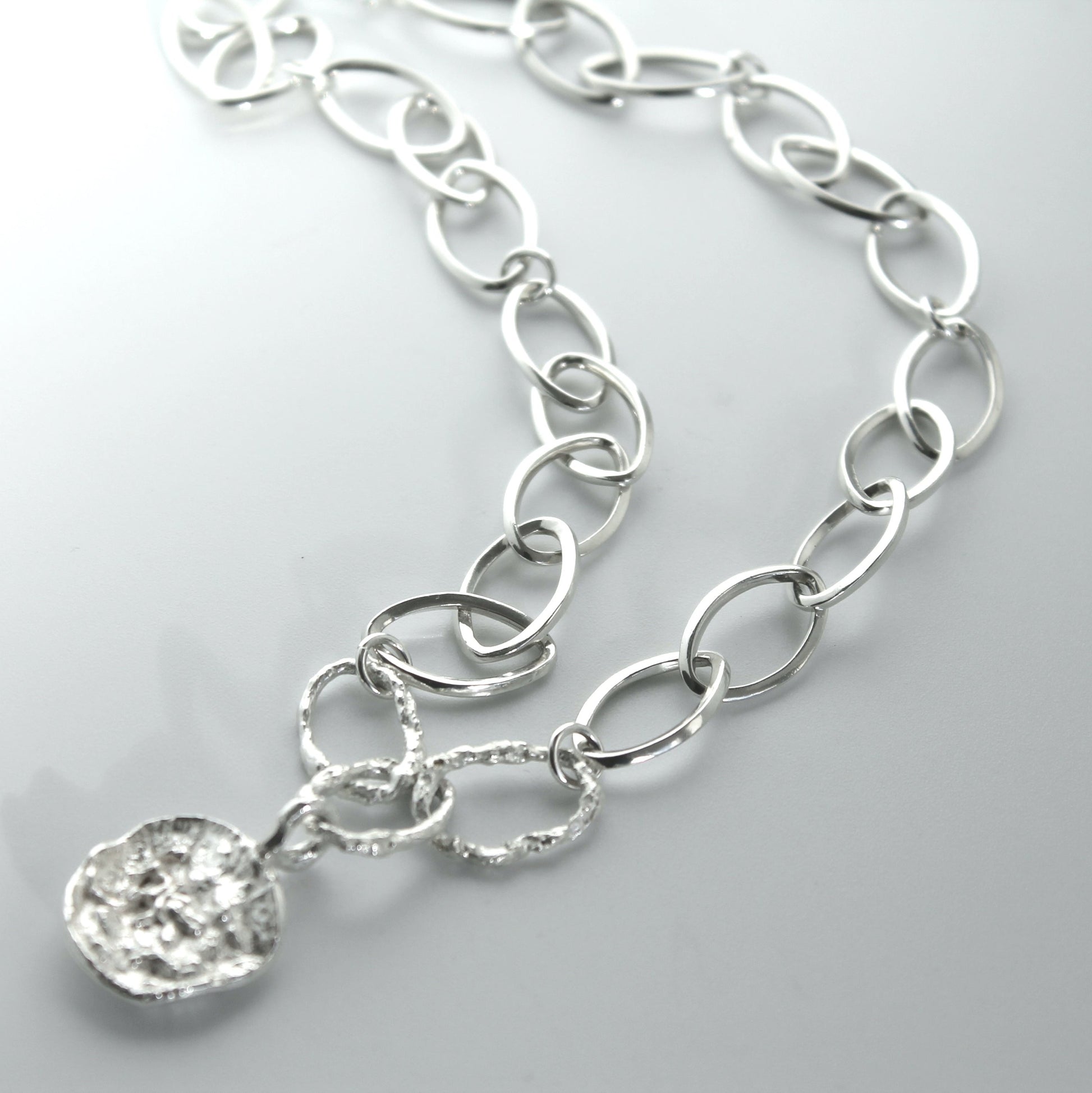 chunky link solid silver necklace