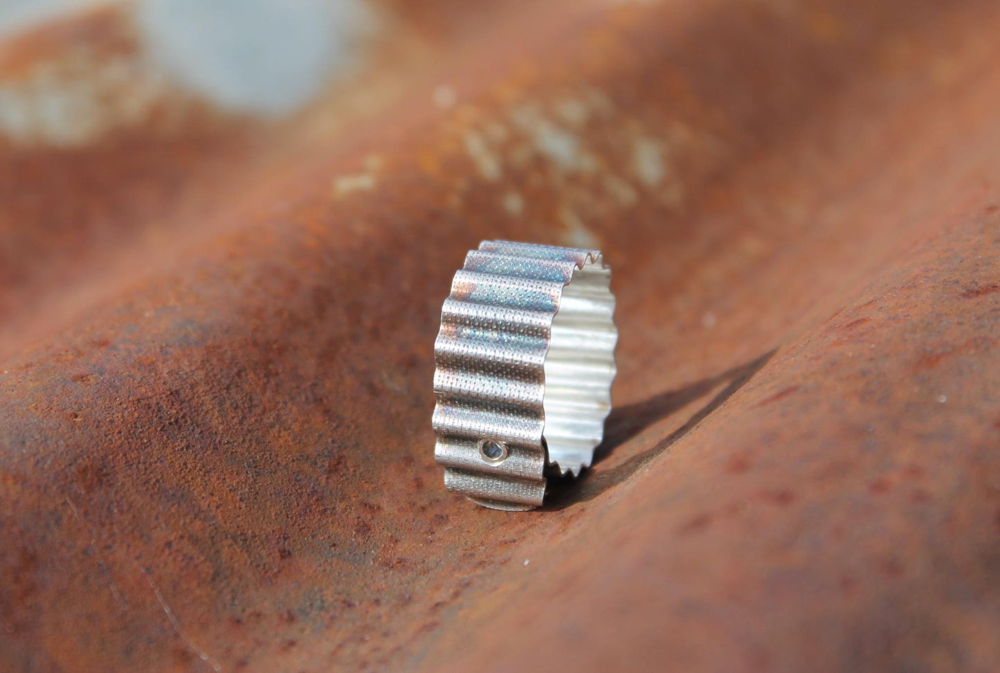 Patina corrugated ring