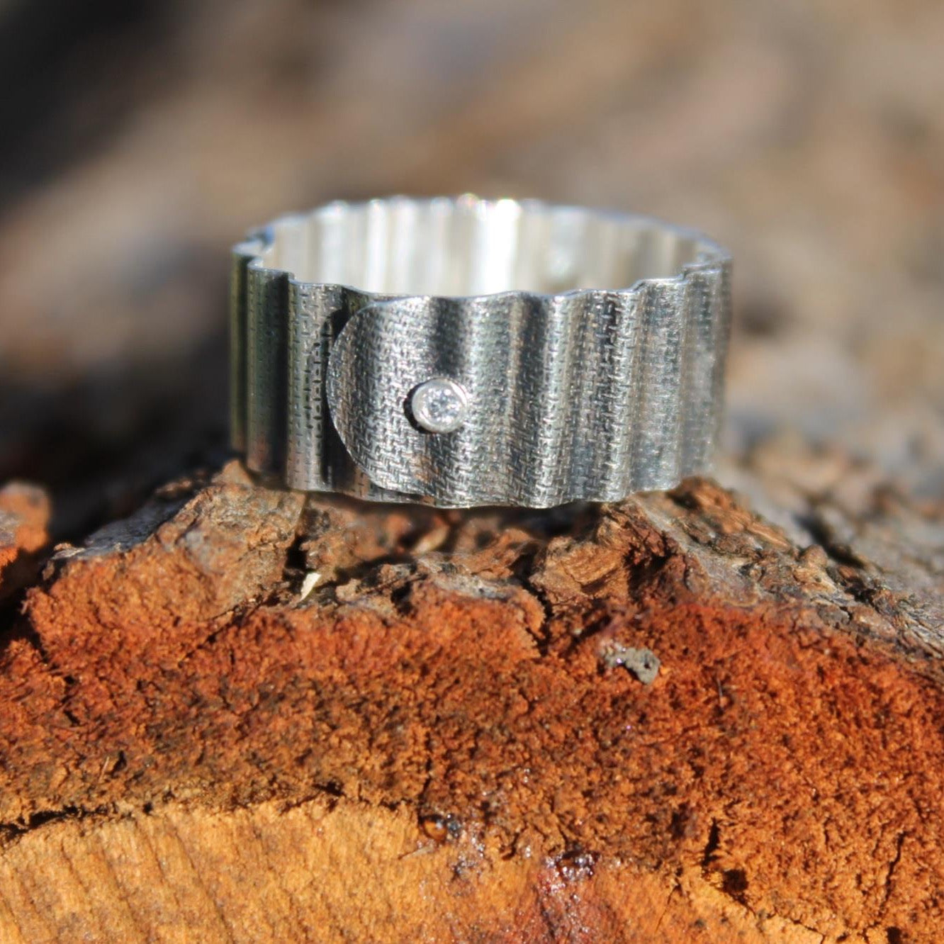 Patina corrugated ring