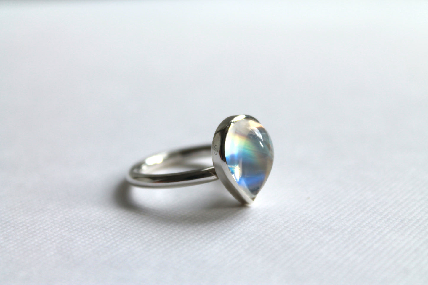 Moonstone pear ring