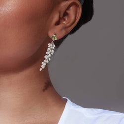 Peridot and seed pearl earrings